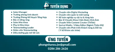 Banner tuyển dụng các vị trí hấp dẫn tại Bệnh viện JW