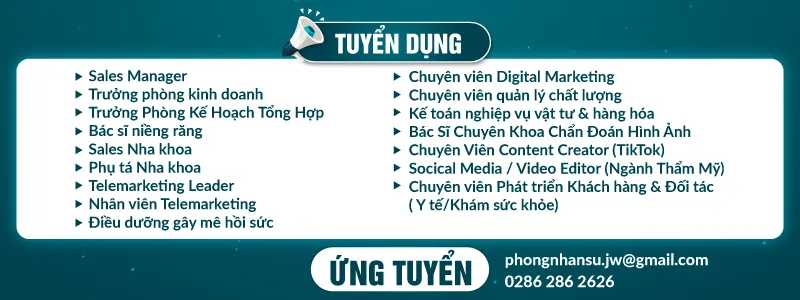 Banner tuyển dụng các vị trí hấp dẫn tại Bệnh viện JW
