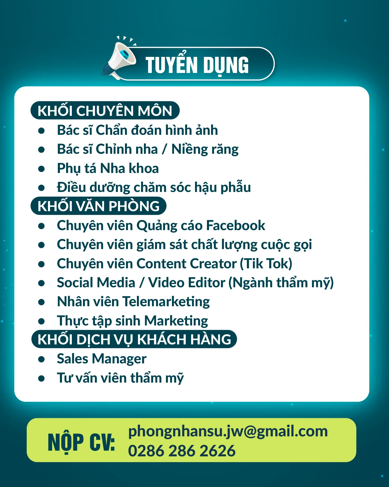 Banner tuyển dụng các vị trí hấp dẫn tại Bệnh viện JW