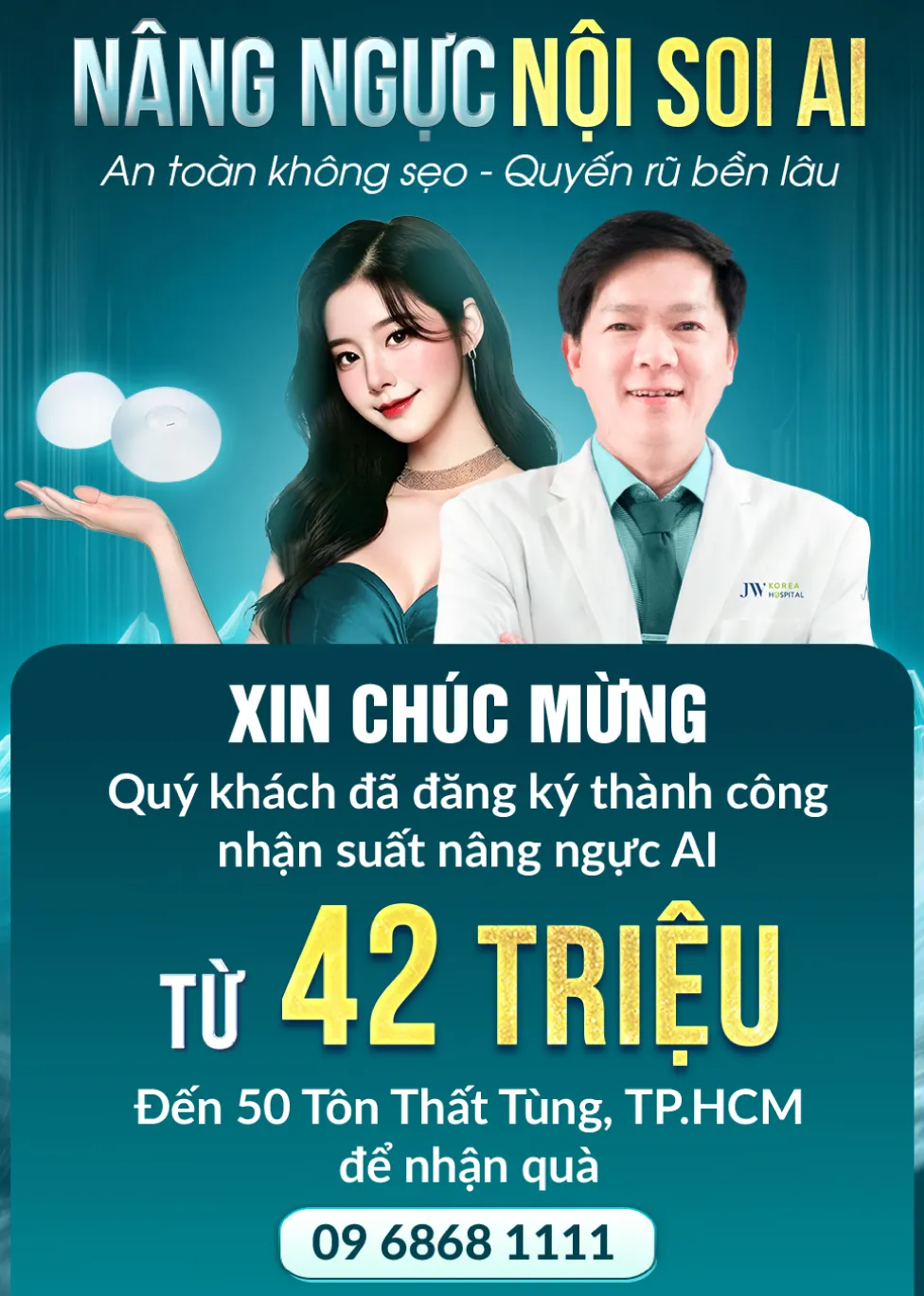Banner đăng ký thành công Nâng ngực nội sôi AI - Mobile