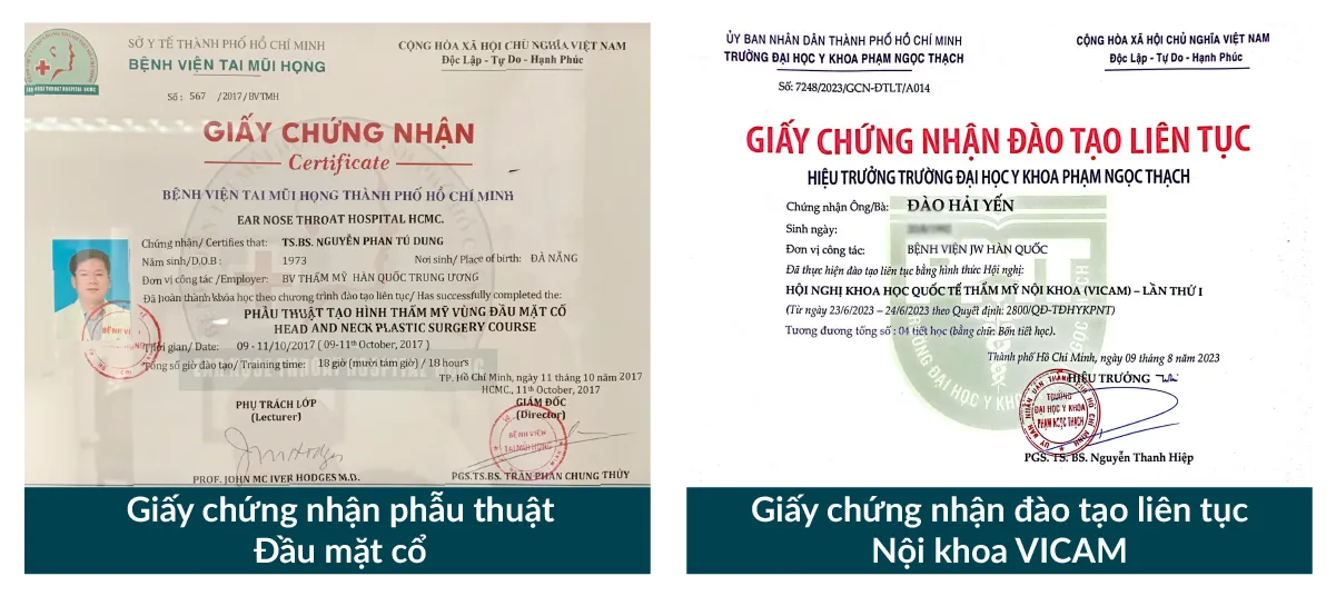 Hình ảnh bằng khen Bệnh viện JW Hàn Quốc