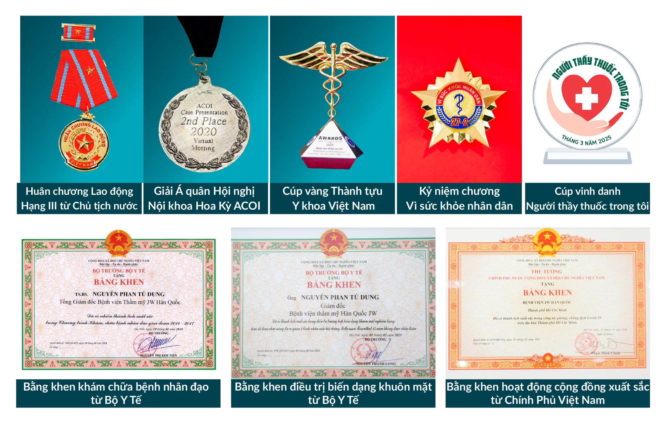 Hình ảnh huân chương Bệnh viện JW Hàn Quốc