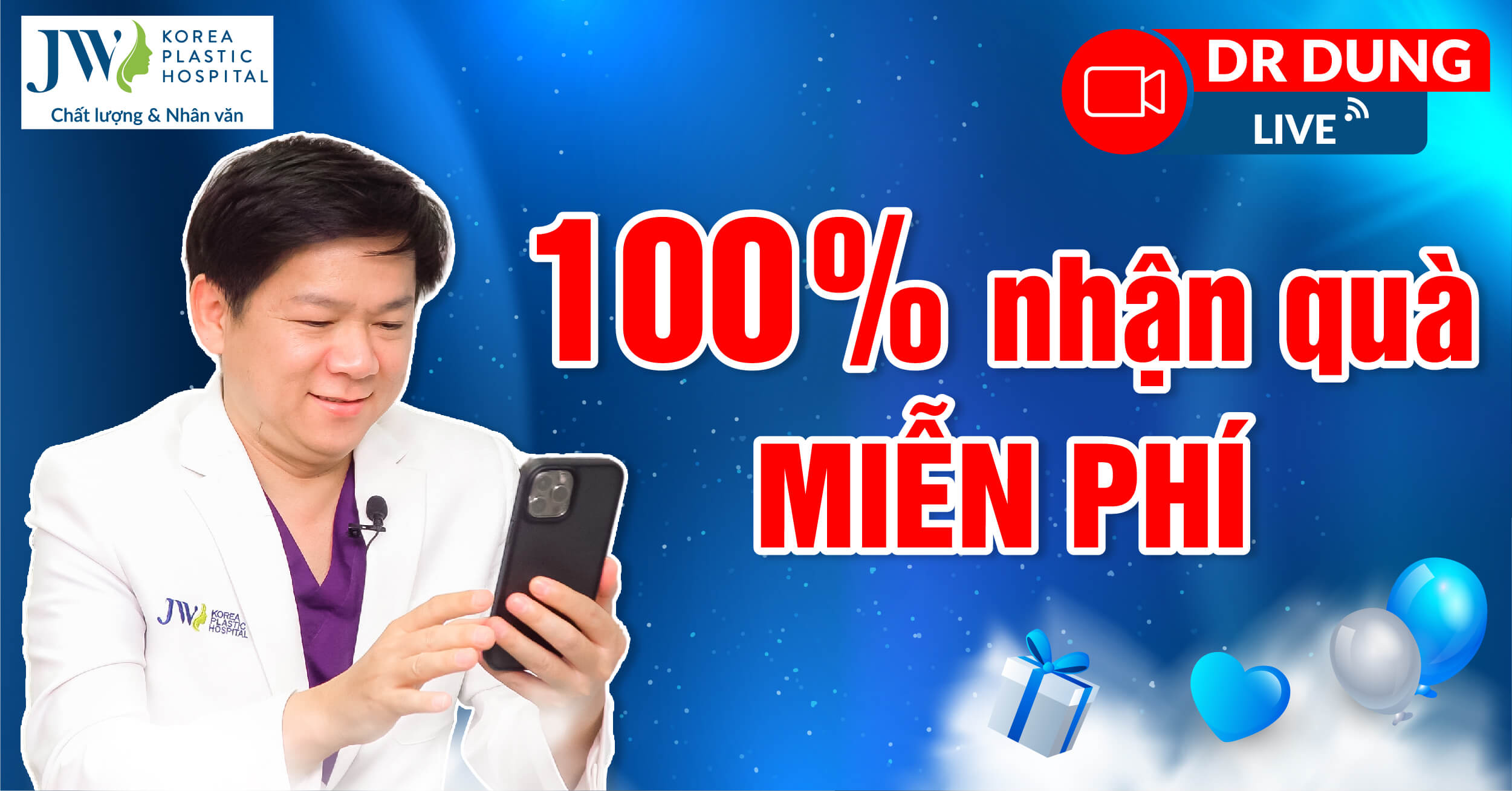 Dr Dung livestream tư vấn, tặng voucher làm đẹp miễn phí lên đến 100%