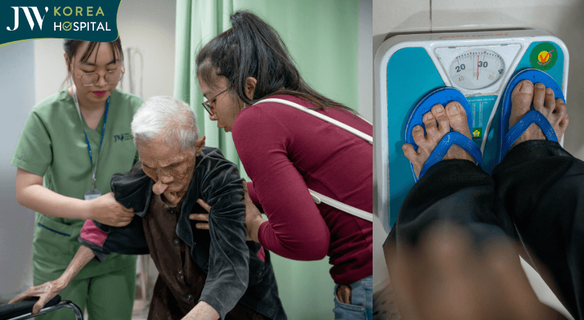 cụ bà trong tình trạng sức khỏe yếu chỉ có 27kg