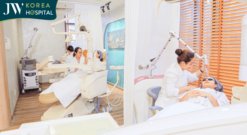 Cơ sở vậy chất khoa Skincare không gian sang trọng, thư giãn, thoải mái tại Bệnh viện JW Hàn Quốc