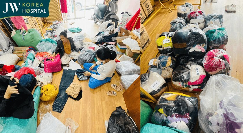 Quần áo được chuẩn bị phân soạn cho bà con