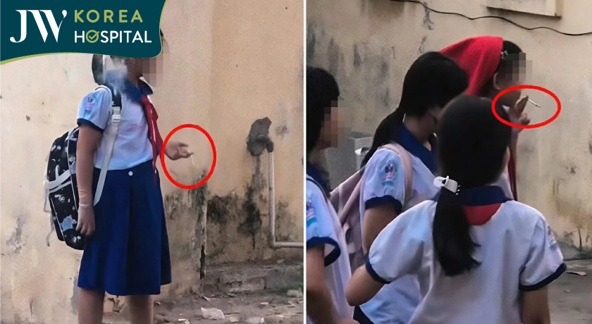 nhiều học sinh sử dụng thuốc lá ngay trong trường học