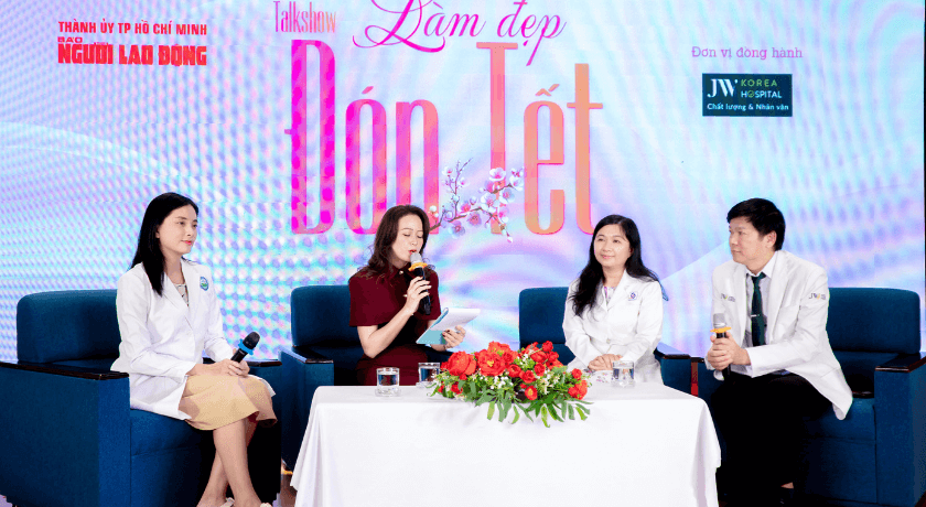 bác sĩ Tú Dung trong talkshow báo người lao động