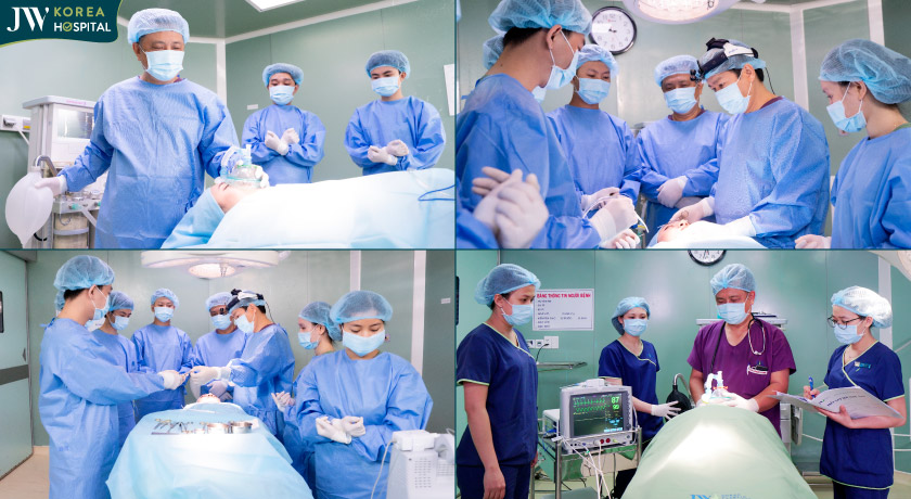 Đội ngũ bác sĩ và ê-kíp phẫu thuật của bệnh viện JW
