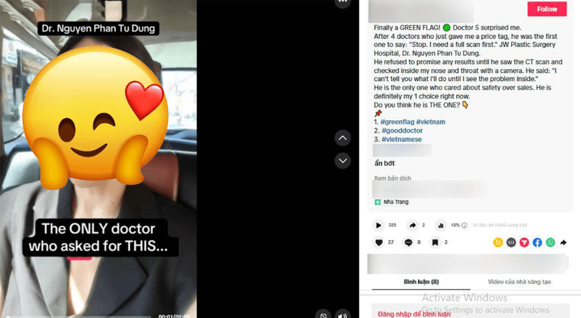 Bác sĩ Tú Dung được khách hàng đánh giá là Green Flag Doctor