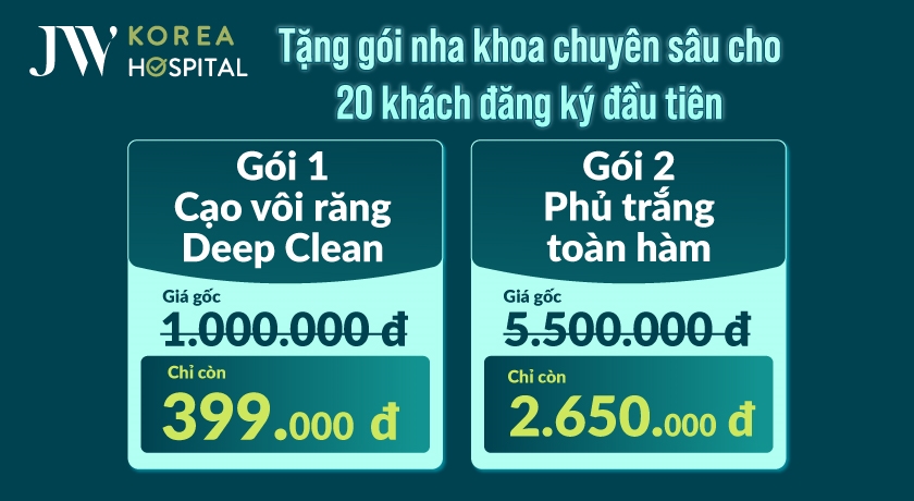 Tặng 2 gói nha khoa chuyên sau cho khách hàng trồng implant tại JW