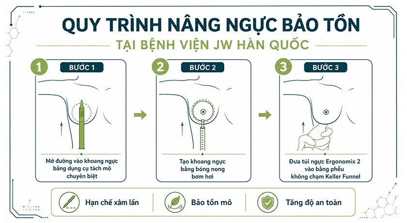 3 bước trong quy trình nâng ngực bảo tồn tại bệnh viện JW 