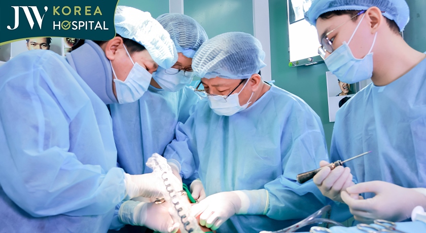 Bác sĩ Tú Dung và ê-kíp JW tập trung cao độ trong quá trình phẫu thuật chỉnh sửa sai lệch xương hàm cho bệnh nhân trẻ người Campuchia