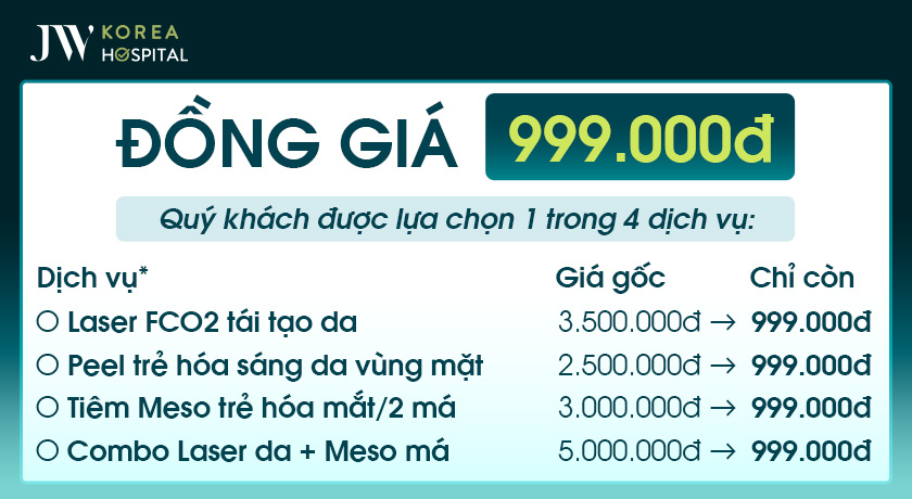 làm đẹp đồng giá 999K cho khách hàng đến bệnh viện JW nhân ngày 20.10
