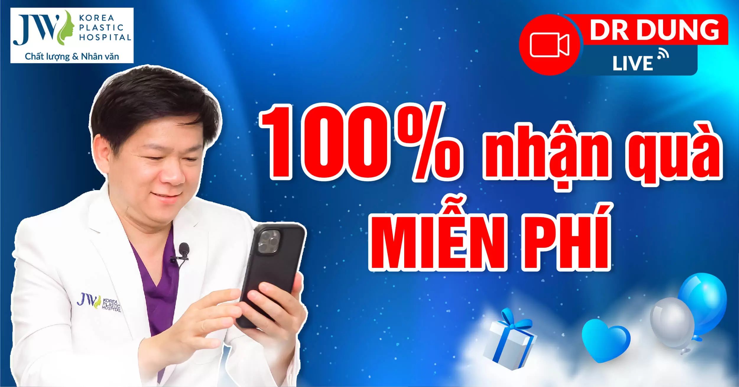 Dr Dung livestream tư vấn, tặng voucher làm đẹp miễn phí lên đến 100%