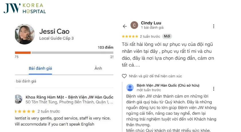 danh gia tu khach hang benh vien jw 2