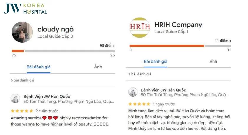 danh gia tu khach hang benh vien jw